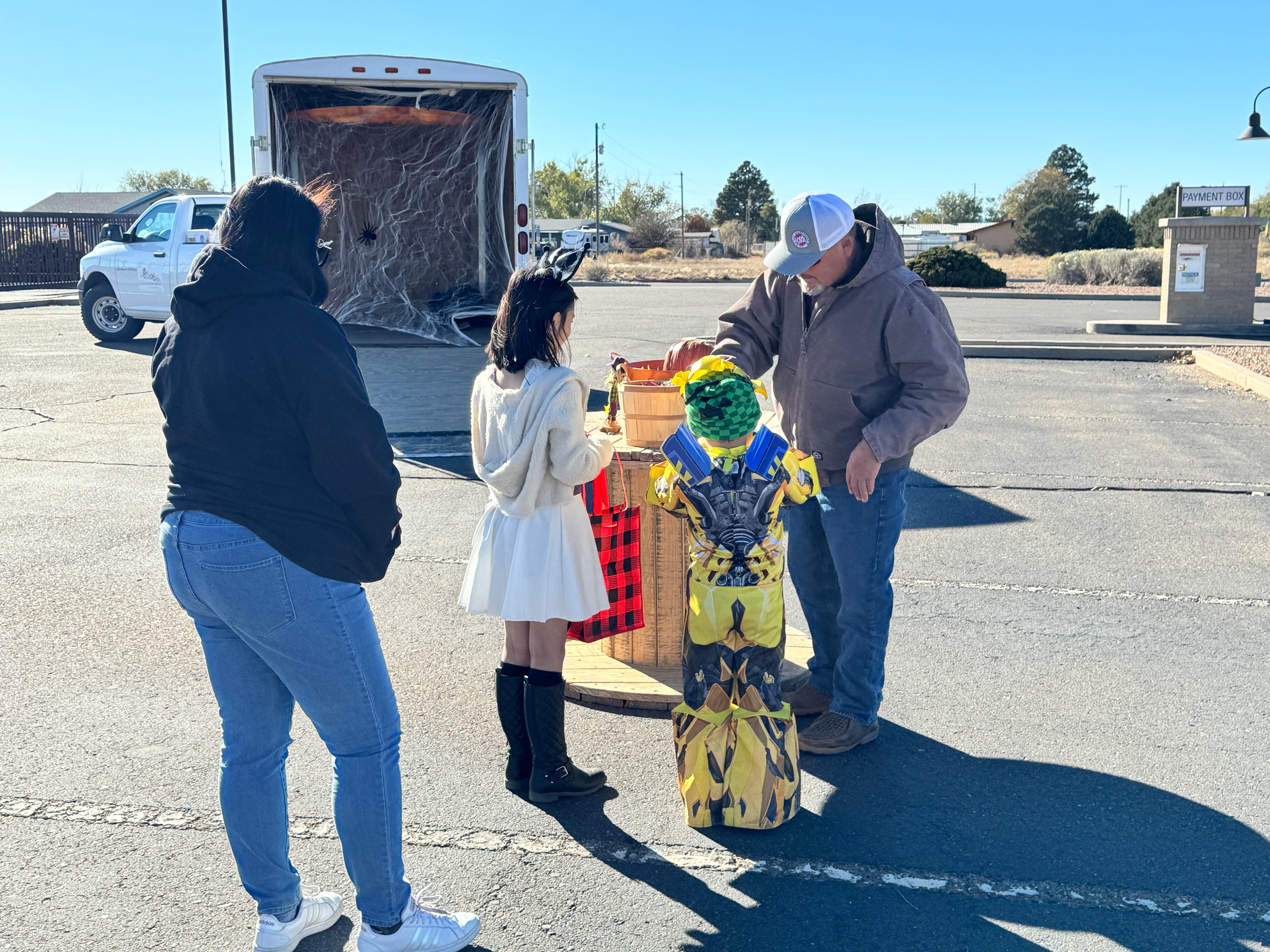 Raymond giving out candy